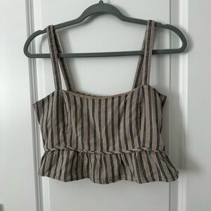 1. State Striped Peplum Crop Top